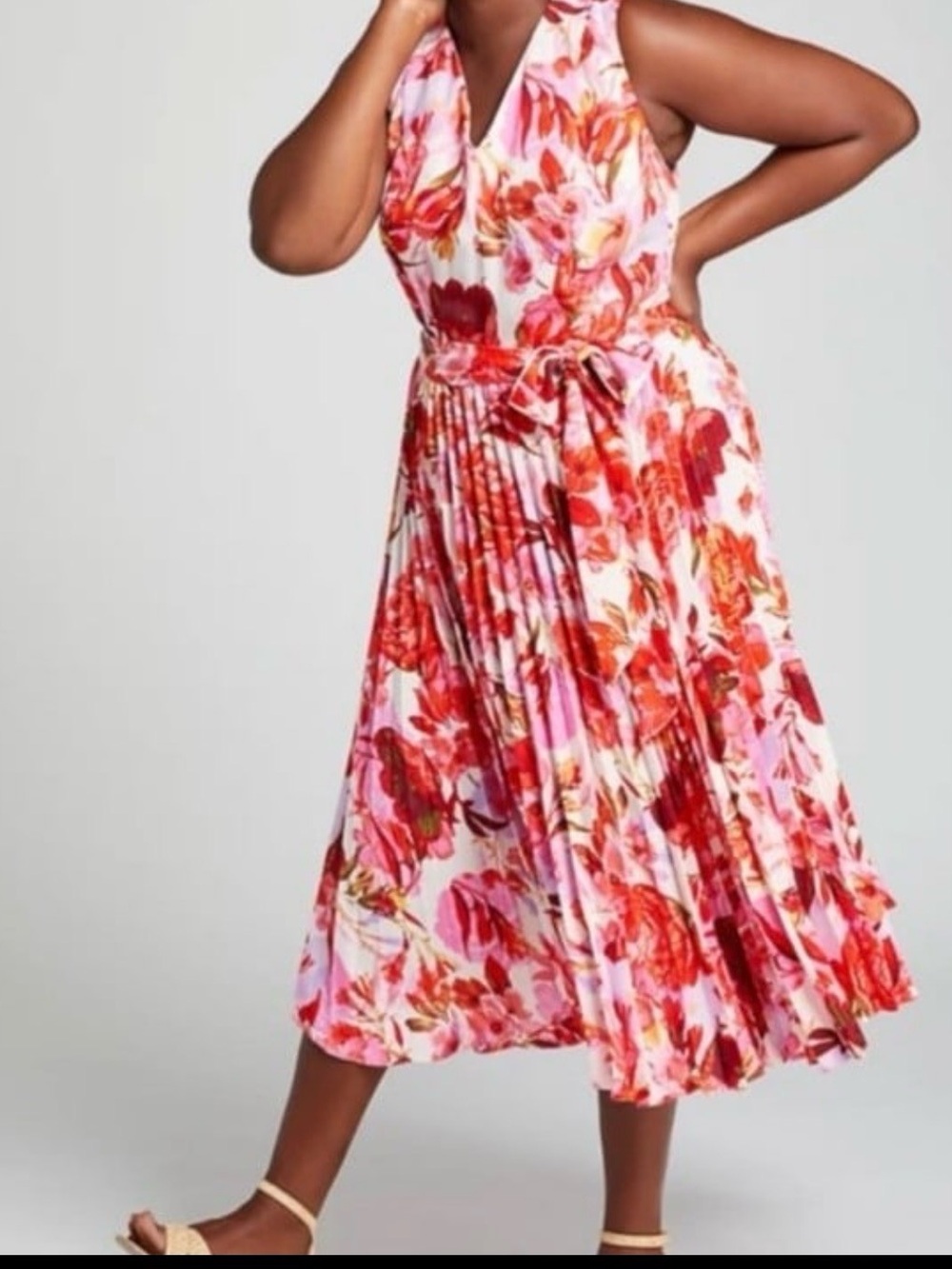 Lane Bryant Floral Pleated Maxi Dress Garden Party Flowercore Size 12 NWT